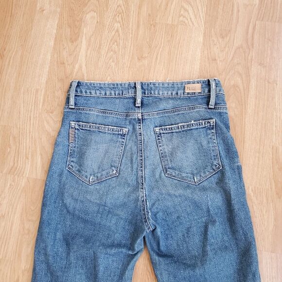 PAIGE Hoxton High Waist Slim Raw-Hem Distressed Jeans size 28 - Picture 6 of 13